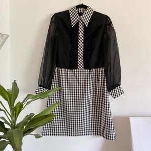 1970s tuxedo check dress